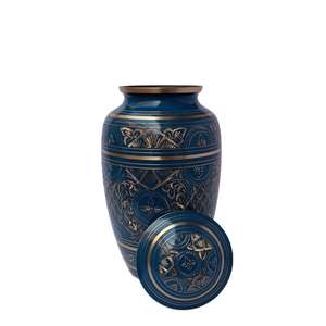 Urna Funeraria con Diseño de Montaña y Águila Alas Grandes, Acabado Azul Brillante, para Cenizas de Adultos - Product Image 5