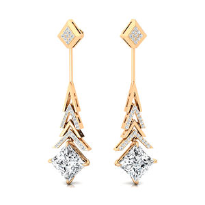 Pendientes Colgantes de Lujo con Diamante de Laboratorio de 2.0ct, Corte Princesa, 7MM, D VVS, Certificado IGI, Oro de 14K y 18K, Hermoso Diseño Hecho a Mano para Mujer - Product Image 5