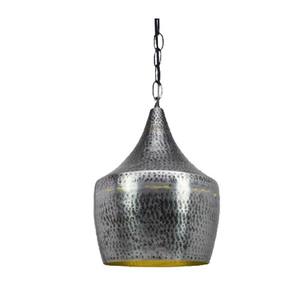 Lampe suspendue en métal martelé argentée de taille moyenne pour hôtel, plafond, événements et mariages - Product Image 1