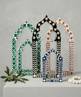 Décoration de table artisanale en bois avec incrustation de résine, motif arche arabe, mini-Mihrab, ornement islamique pour la maison, idéal pour le Ramadan et l'Aïd.