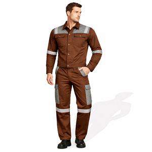 Ropa de Trabajo de Algodón Resistente, Uniforme de Seguridad Industrial, Overol con Costuras Reforzadas y Tiras Reflectantes, ISO 9001 - Product Image 1