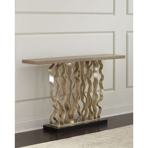 Tables consoles haut de gamme en métal plaqué or de qualité supérieure avec plateau en marbre blanc, design abstrait, très demandées - Product Image 5