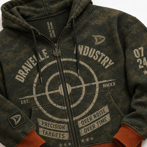 เสื้อฮู้ดลายพราง DRAVELLE INDUSTRY ทรงโอเวอร์ไซส์สำหรับผู้ชาย ผ้าฝ้ายเฟรนช์เทอร์รี่ สวมใส่สบาย เหมาะสำหรับฤดูหนาว เป็นมิตรต่อสิ่งแวดล้อม - Product Image 4