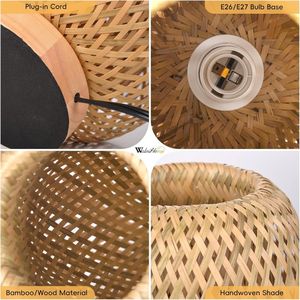 <b>Bamboo</b> <b>Table</b> <b>Lamp</b> Handwoven Design Simple Modern Design Dimmable Creating Warm Ambient Lighting for Bedrooms Living Spaces Decor - Product Image 3