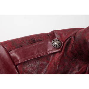 <b>Gothic</b> RED Vampire Tailcoat Gear Design Adjustable PU Hooded Coat Leather Steampunk <b>Jacket</b> Medieval Victorian 2026 - Product Image 5