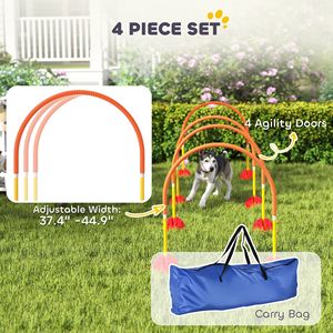 Set di 5 Pezzi per Agility Canina in PVC con 4 Porte a Larghezza Regolabile, Portatile, Arancione, Facile da Montare, Borsa per il Trasporto, per Addestramento Cani - Product Image 4