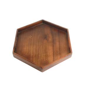 Plateau de service rectangulaire en bois foncé de style antique avec poignées intégrées, fait main en bois massif, pour la cuisine - Product Image 6