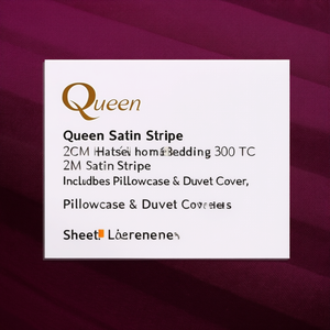 Juego de Sábanas Queen Satin Stripe de 2CM para Hotel y Hogar, 300 Hilos, Incluye Funda de Almohada y Funda Nórdica - Product Image 2