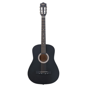 Guitare acoustique ronde de 38 pouces avec finition noire mate, y compris médiators, cordes, capo, étui, accordeur et sangle - Product Image 1