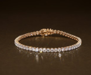 Pulsera de tenis con diamantes cultivados en laboratorio de forma redonda, plata de ley 925, regalo para ella - Product Image 3