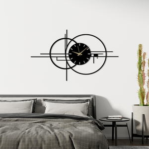 Reloj de Pared Moderno de Metal con Diseño Geométrico de Círculos Superpuestos, Reloj Artístico Contemporáneo, Decoración de Pared para Dormitorio y Hogar - Product Image 1