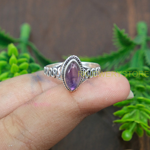 Anillo de Amatista Natural con Corte Marquesa, Plata de Ley 925, Hecho a Mano, Estilo Vintage, Anillo para Mujer, Joyería con Gema Púrpura, Proveedor Mayorista - Product Image 5