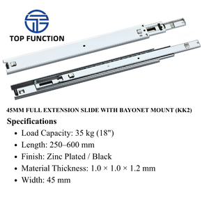 รางเลื่อนแบบยืดได้เต็มที่ 45 มม. พร้อมขั้วต่อแบบ BAYONET (KK2) - Product Image 1