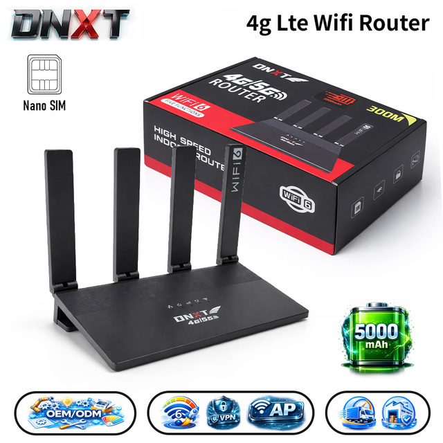 DNXT Modem 4g Lte Carte Sim WiFi6 300Mbps 4g Modem with Sim Card AP Wifi Router How Much 5000mAh Routeur 4g Sans Fil for Office