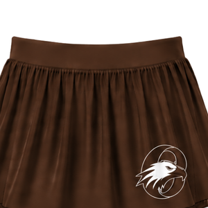 Jupe de cheerleading marron foncé plissée, jupe d'uniforme athlétique avec bordure rayée, tenue de performance d'équipe, vêtements de sport personnalisés - Product Image 6
