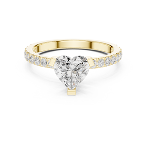Anillo de Promesa Solitario con Diamante en Forma de Corazón, Oro 10k/14k/18k/Plata de Ley, Diamantes Cultivados en Laboratorio, Banda Pavé, Joyería Fina para Mujer - Product Image 1