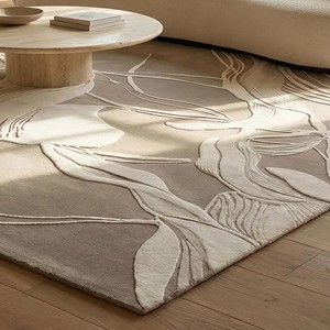 Modern Abstract <b>Beige</b> <b>Cream</b> Area <b>Rug</b> Hand Tufted Luxury Soft Carpet Contemporary Living Room Bedroom Decorative <b>Rug</b> Mat - Product Image 3