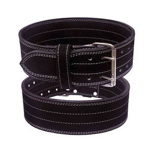 Cinturón de Cuero de Doble Hebilla para Levantamiento de Pesas, Negro, 10 mm, Soporte Lumbar, para Entrenamiento Pesado en el Gimnasio - Product Image 1