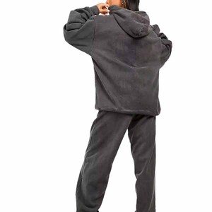 Custom Unisex Plain Zipper Hoodie Trousers Set Tracksuit For Women French Terry Heavyweight Sweatsuit Hoodie And Trousers Set - Product Image 6