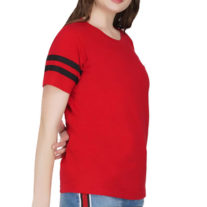 T-shirt en coton 100 % respirant et écologique pour femme, col rond, uni, décontracté, été, vente en gros - Product Image 3