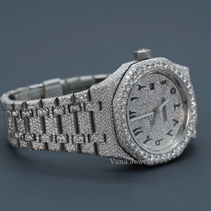 Reloj de pulsera analógico de acero inoxidable de lujo de dos tonos para hombre, marca de alta calidad, Diamante helado, moissanita, esfera de 41mm, estilo Hip Hop - Product Image 5