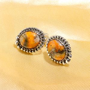 Boucles d'oreilles clous en argent sterling 925 avec pierre précieuse naturelle Jaspe, pierre de naissance de décembre, faites à la main, de luxe, pour mariage et fête, les plus vendues - Product Image 3