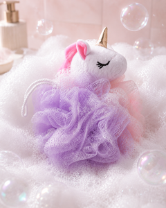 Éponge de bain licorne magique en maille douce avec design licorne en peluche - Product Image 3