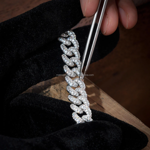 Nouveautés de luxe, design unique, chaîne cubaine en argent massif 925, 10 mm, sertie de diamants en moissanite VVS1, style hip-hop - Product Image 2