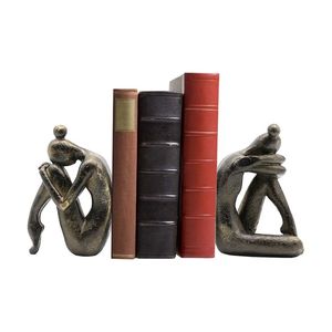 Paire d'entretoises à livres contemporaines et minimalistes en acier avec revêtement anti-rayures et rembourrage antidérapant pour le rangement des livres sur le bureau - Product Image 6