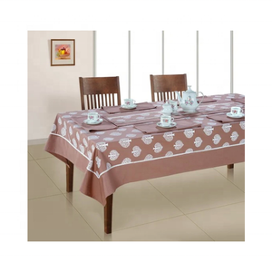 Nappe à imprimé floral en coton durable brun soie certifiée OEKO TEX Texture lavable à séchage rapide 280 GSM pour table de fête - Product Image 1