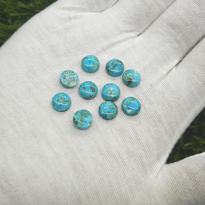 Vente en gros de bijoux en turquoise naturelle de Kingman, cabochons ronds de 8 mm, pierres précieuses calibrées, pour la création de bijoux et accessoires DIY - Product Image 2