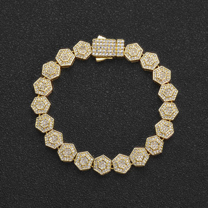 Bracelet Homme en Argent 925 avec Diamants Moissanite, Maillons Hexagonaux, Léger, Style Hip Hop, Bijou de Luxe Streetwear, Cadeau Audacieux - Product Image 1