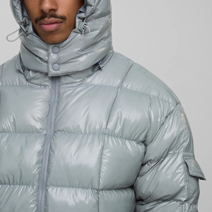 New Style Customized Men's Canvas Bomber Puffer <b>Jacket</b> <b>Waterproof</b> <b>Winter</b> Quilted Bubble Padding 100% Polyester Outdoor Front Log - Product Image 6