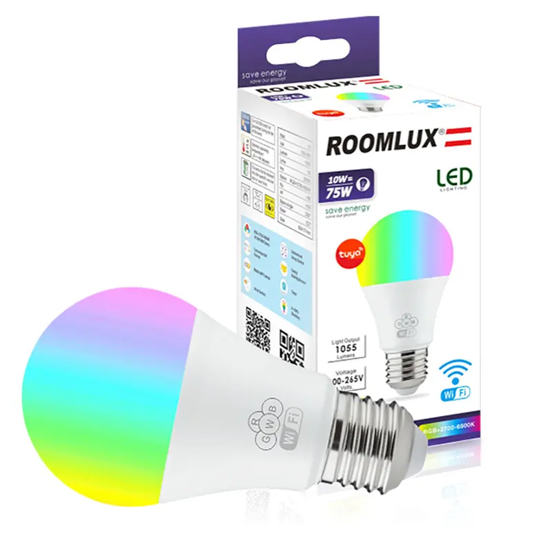 ราคาโรงงานราคาถูก A60 RGB หลากสีสมาร์ทหลอดไฟ10วัตต์ Wifi โทรศัพท์มือถือควบคุม Led สมาร์ทหลอดไฟ