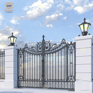 Portes d'entrée doubles en fer forgé de luxe, grandes, extérieures, forgées à la main, antivol, rétro, décoratives pour villa, maison, appartement - Product Image 1