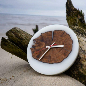 Luxury Handmade Epoxy Resin Wood <b>Wall</b> <b>Clock</b> <b>Modern</b> River Design Natural Wooden Artistic Home Decor Silent Non-Ticking Custom - Product Image 1