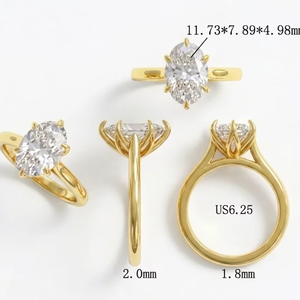 Anillo de cóctel chapado en rodio con diamante de laboratorio VVS1 de corte marquesa de 3 CT en oro amarillo de 14k, engaste de tensión, certificado IGI - Product Image 1