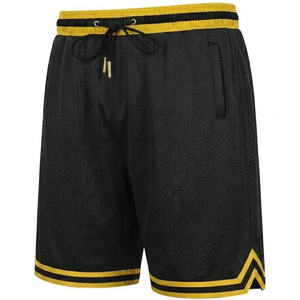 <b>Men's</b> Black Mesh Basketball <b>Shorts</b> With <b>Yellow</b> Trim Drawstring Waist Casual Athletic Workout Gym Sport <b>Shorts</b> Breathable <b>Shorts</b> - Product Image 6