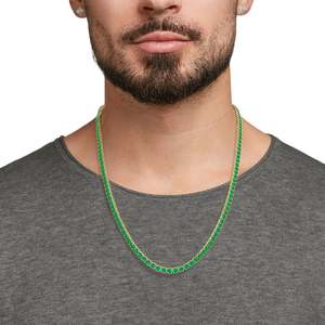 14k Gold Natural 18.6Ctw Green <b>Emerald</b> Precious Gemstone Tennis Chain Necklace Minimalist 3mm Round Stone Luxury Tennis Necklace - Product Image 4