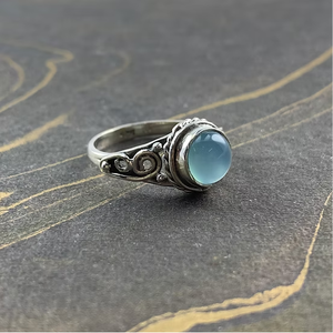 Bague en argent 925 pour femme avec chalcédoine aqua, bijou classique en pierre précieuse pour mariage, anniversaire ou soirée - Product Image 3