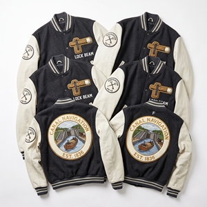 Veste universitaire personnalisée OEM en laine avec manches en cuir, broderie Steam Navigation Riverboat et patch Paddle Stride, manteau vert - Product Image 5