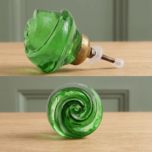 Emerald Green <b>Ceramic</b> Rose Industrial Design Cabinet <b>Knob</b> and Furniture Handle for Kitchen Bedroom Drawer Pulls - Product Image 1