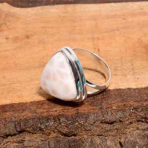 Bague en pierre précieuse Larimar Trillion, argent sterling 925, style vintage, bijoux faits à la main, cadeau pour femme - Product Image 3