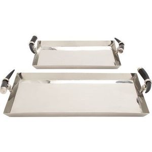 Polished Metal Serving <b>Trays</b> <b>With</b> <b>Handle</b> Residential Use Solid Finish - Product Image 1