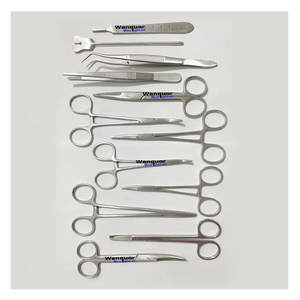 Juego de 12 Instrumentos Quirúrgicos Básicos para Cirugía Menor, Kit de Herramientas de Acero Inoxidable, Tijeras, Pinzas, Portaagujas, para Entrenamiento Médico - Product Image 1