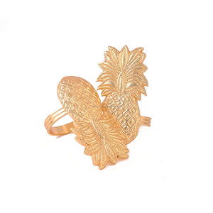 Vente chaude Ananas En Forme De Serviette Anneau De Luxe En Métal Doré Cercle Serviette Boucle Partie Table Décoration En Gros En Vrac Quantité - Product Image 4