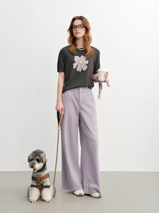 Pantalon large taille haute pour femme, coupe décontractée, couleur unie, en toile, mode automne, longueur complète avec poches - Product Image 5