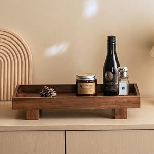 Wooden Tray: <b>Walnut</b> Wood Organizer Tray for Bathroom Kitchen Counter Coffee <b>Table</b> Display Japanese Wabi Sabi Decor - Product Image 5