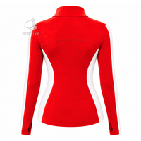 Delta |   Sigma |   Ensemble de sport pour femme Theta rouge avec panneaux latéraux contrastants blancs, veste zippée intégrale et leggings taille haute
