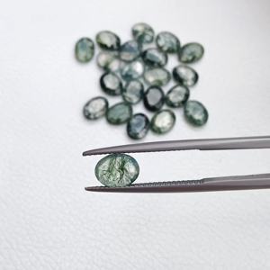 Hermosa ágata de musgo verde facetada forma ovalada plana 7mm x 9mm piedras preciosas naturales sueltas comprar tienda en línea DIY Alibaba India ahora - Product Image 4